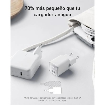 CARGADOR ANKER 511 NANO 3 30W 20V FAST CHARGE USB-C WHITE