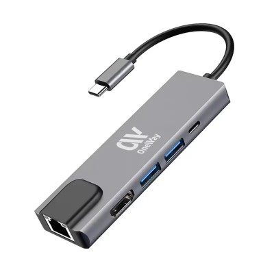 DOCK HUB ONEWAY USB-C 5 EN 1 HDMI/RJ45/USB 3.0/USB-C PD SILVER