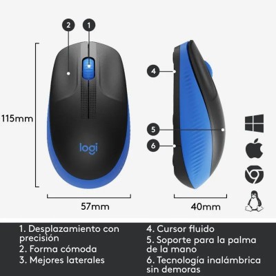 RATON LOGITECH M190 WIRELESS BLUE