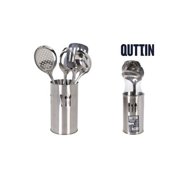 BOTE CON 4 UTENSILIOS INOX DE COCINA QUTTIN