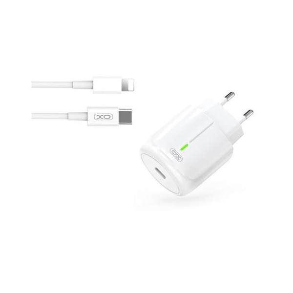 CARGADOR DE CORRIENTE L113 20W TIPO C + CABLE LIGHTNING XO BLANCO