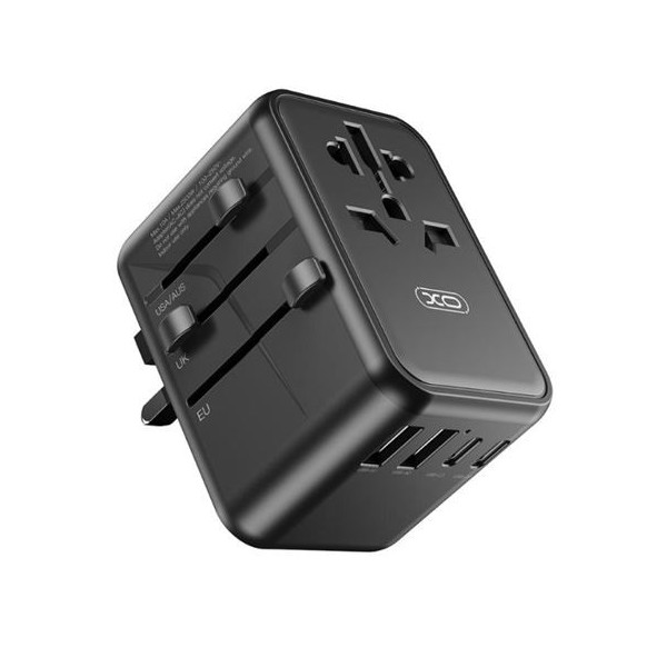 ADAPTADOR UNIVERSAL DE VIAJE 65W 3 X TIPO C + 2 X USB XO