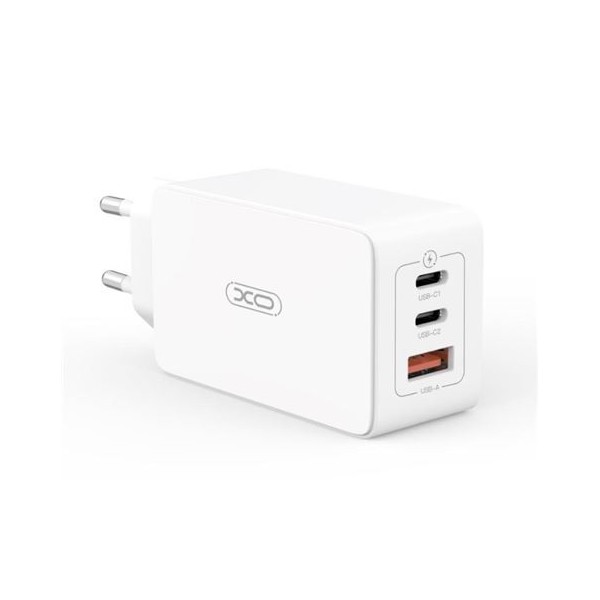 CARGADOR DE CORRIENTE CE13 65W 2 X TIPO C + 1 X USB XO BLANCO