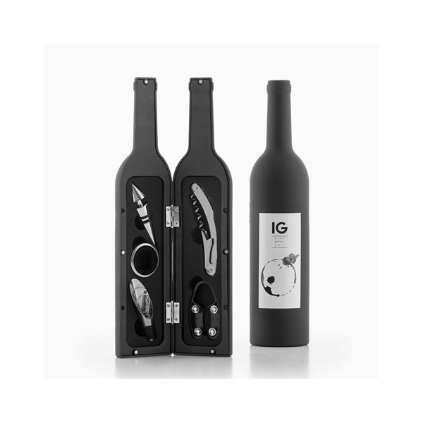 ESTUCHE ACCESORIOS VINO FORMA BOTELLA