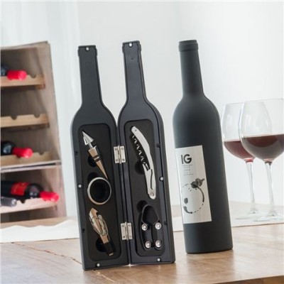 ESTUCHE ACCESORIOS VINO FORMA BOTELLA