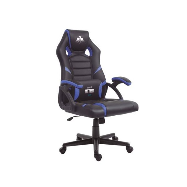 SILLA GAMING SERIE NITRO NEGRO/AZUL CROMAD