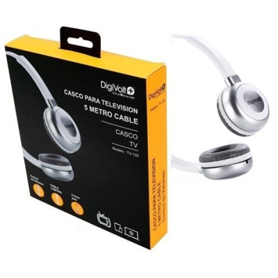 AURICULAR ESPECIAL PARA TELEVISIÓN CON CABLE DE 5 METRO PLATA DIGIVOLT