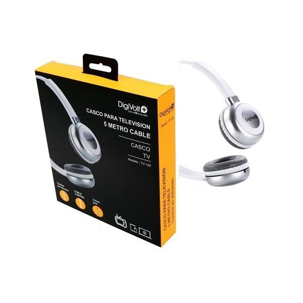 AURICULAR ESPECIAL PARA TELEVISIÓN CON CABLE DE 5 METRO PLATA DIGIVOLT