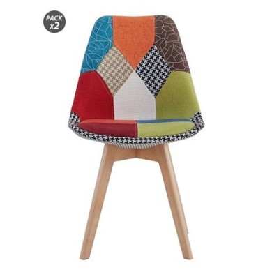 PACK 2 SILLAS DESIGN D400 TELA PATCHWORK MUVIP