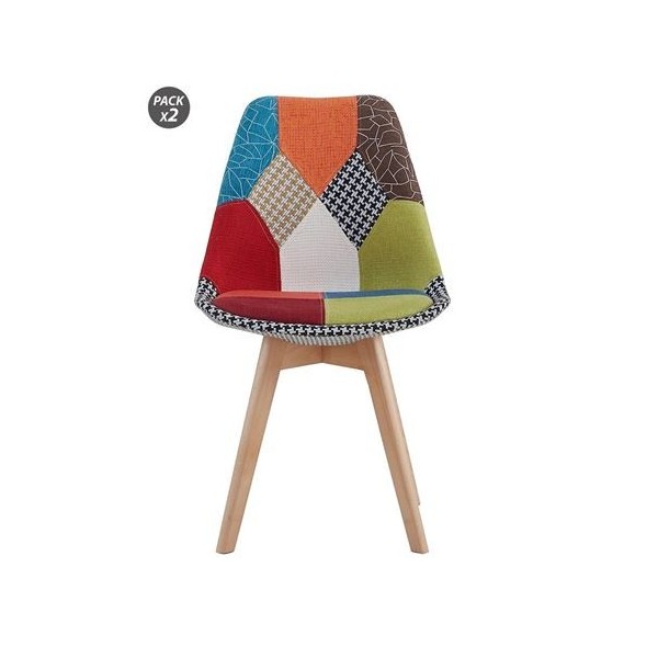 PACK 2 SILLAS DESIGN D400 TELA PATCHWORK MUVIP