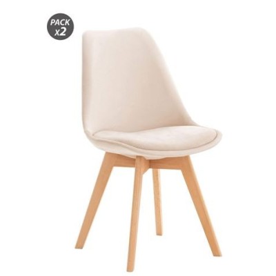 PACK 2 SILLAS DESIGN D400 TELA BEIGE MUVIP