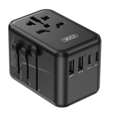 ADAPTADOR UNIVERSAL DE VIAJE 65W 3 X TIPO C + 2 X USB XO