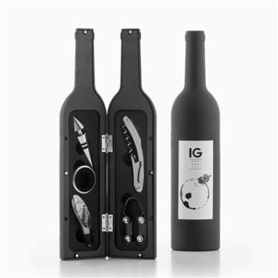 ESTUCHE ACCESORIOS VINO FORMA BOTELLA