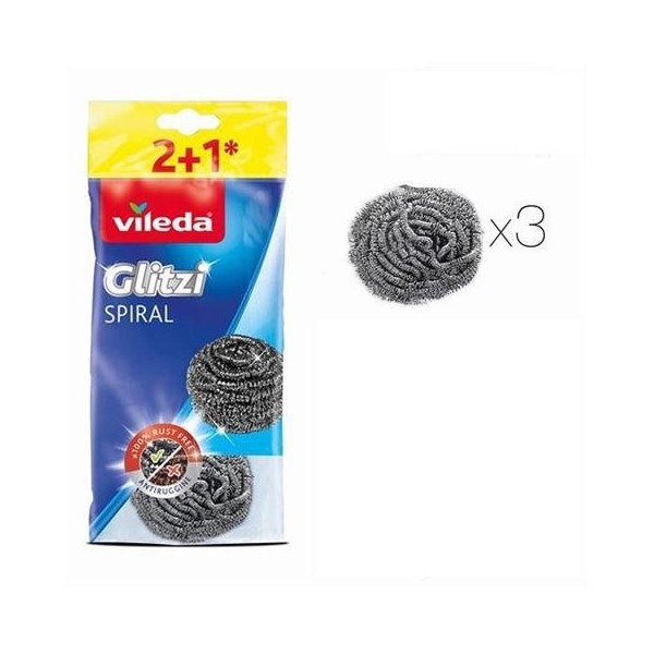 PACK 3 ESTROPAJOS ACERO INOX SPIRAL VILEDA