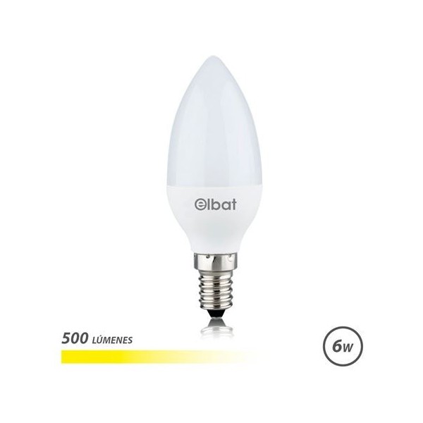 BOMBILLA LED C37 | 6W | 500LM | E14 | LUZ CALIDA | ELBAT