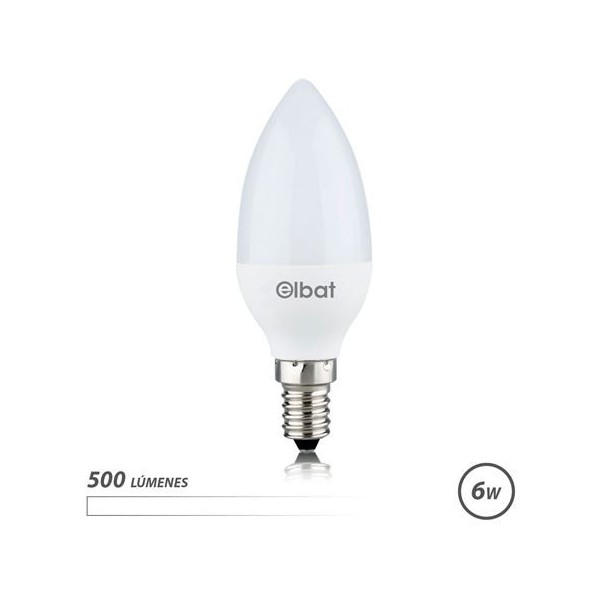 BOMBILLA LED C37 | 6W | 500LM | E14 | LUZ BLANCA | ELBAT