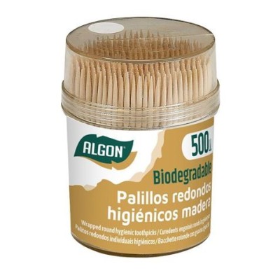 BOTE 500 PALILLOS REDONDOS BIODEGRADABLE ALGON