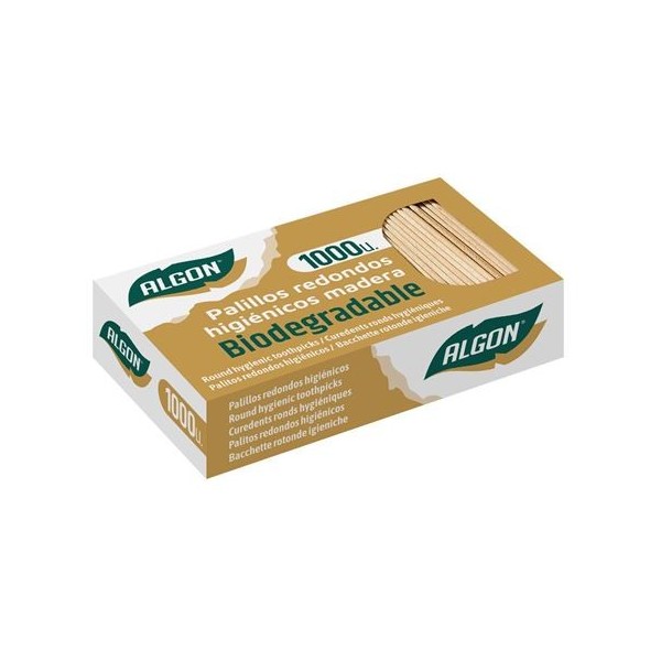 CAJA 1000 PALILLOS REDONDOS BIODEGRADABLE ALGON