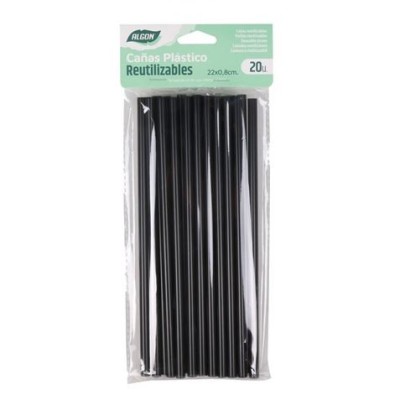 PACK 20 CAÑITAS PLASTICO REUTILIZABLE NEGRO ALGON