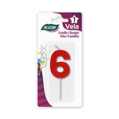 VELA ROJA NUMERO 6 ALGON