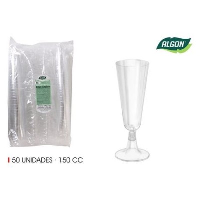 SET 50 COPAS CAVA PIE TRANSPARENTE 150CC ALGON