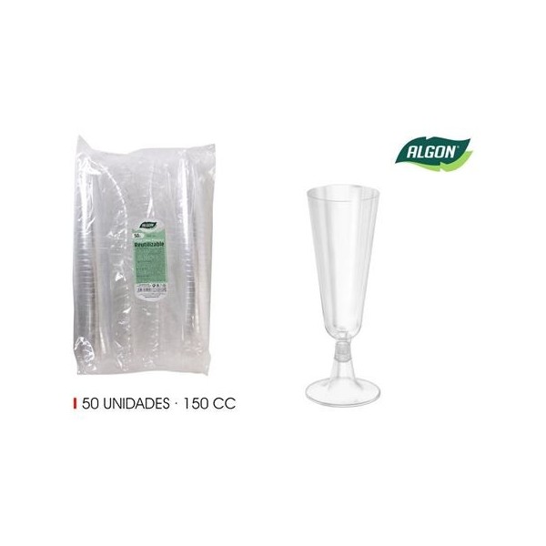 SET 50 COPAS CAVA PIE TRANSPARENTE 150CC ALGON