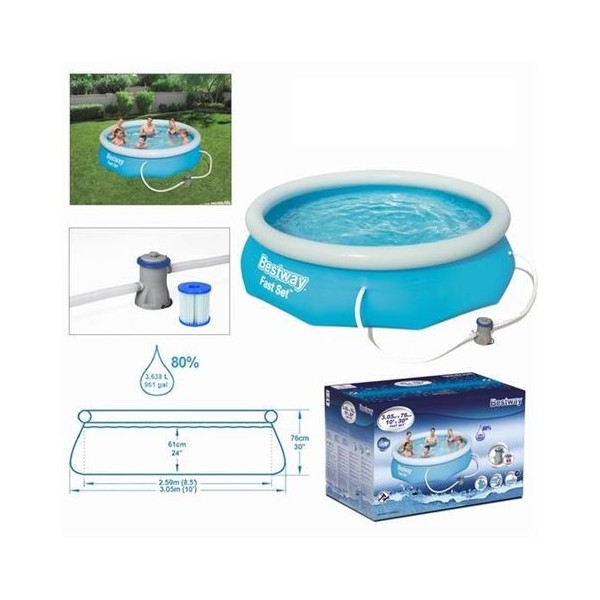 PISCINA HINCHABLE + BOMBA FILTRO 305CM DIÁMETRO X H76CM BESTWAY