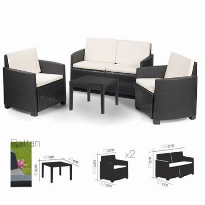 SET DE JARDIN 4 PLAZAS + MESA CENTRO ANTRACITA