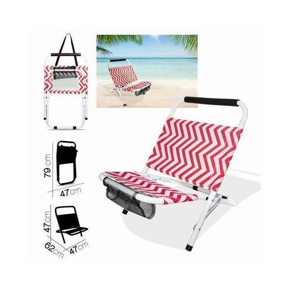 SILLA DE PLAYA ZIGZAG GROSELLA 62X47XH47CM