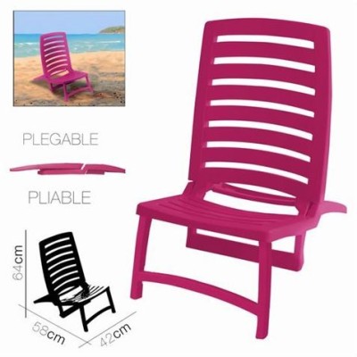 SILLA DE PLAYA PLEGABLE RIO FUCSIA 42X58X64CM