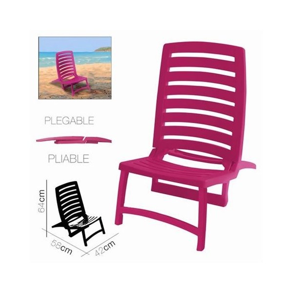 SILLA DE PLAYA PLEGABLE RIO FUCSIA 42X58X64CM