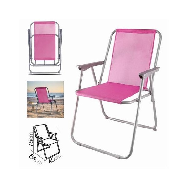 SILLA DE PLAYA PLEGABLE FUCSIA 54X45XH75CM