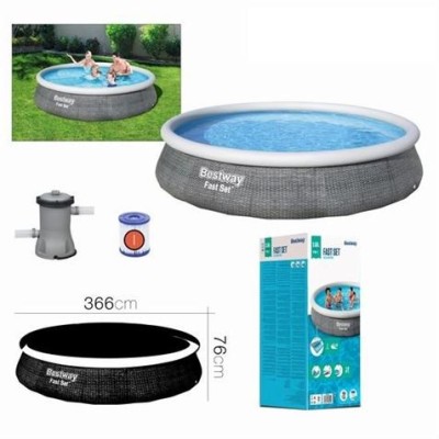 PISCINA HINCHABLE + BOMBA FILTRO 366CM DIÁMETRO X H76CM BESTWAY