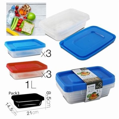 SET 3 TUPPER PLASTICO RECTANGULAR 1 LITRO URBAN LIVING