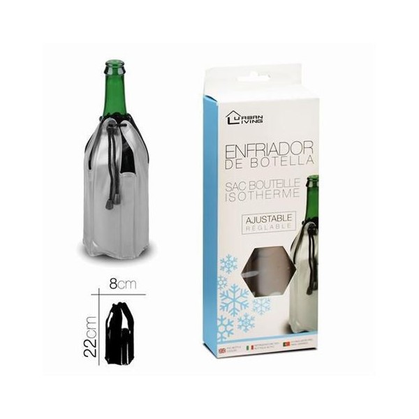 ENFRIADOR DE BOTELLAS PLASTICO PLATEADO AJUSTABLE URBAN LIVING