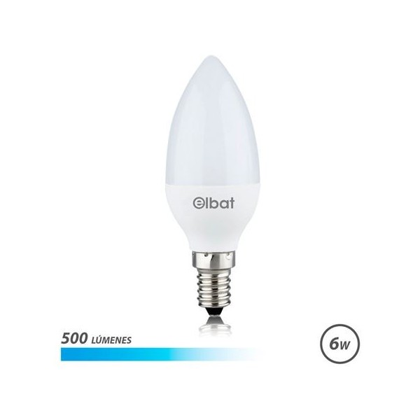 BOMBILLA LED C37 | 6W | 500LM | E14 | LUZ FRIA | ELBAT