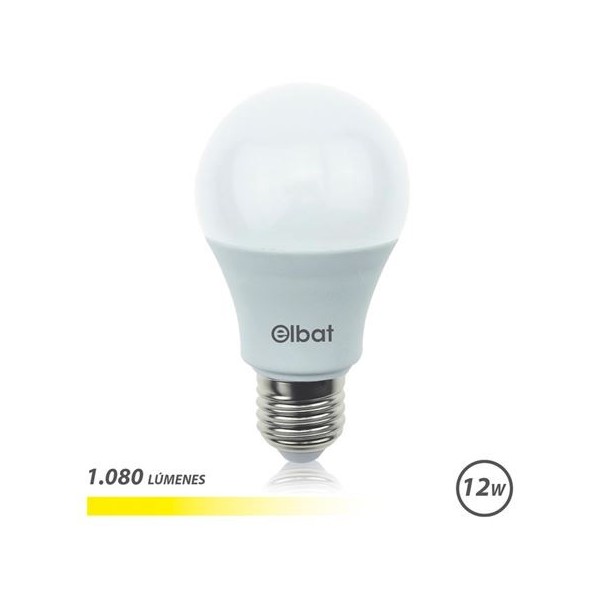 BOMBILLA LED A60 | 12W | 1080LM | E27 | LUZ CALIDA | ELBAT