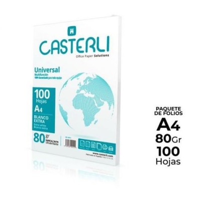 PAQUETE 100 FOLIOS A4 EXTRA BLANCO CASTERLI