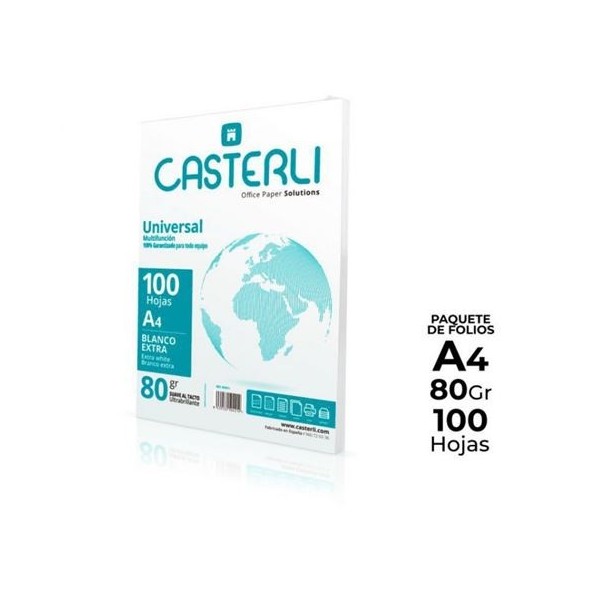 PAQUETE 100 FOLIOS A4 EXTRA BLANCO CASTERLI