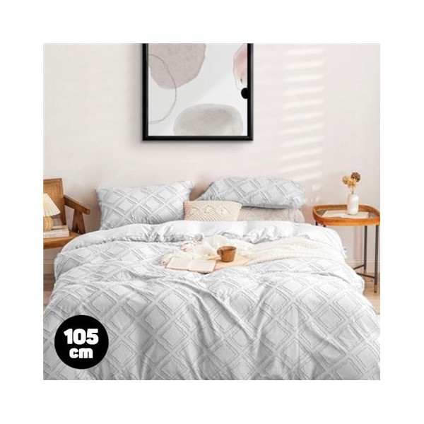 COLCHA DE CAMA ROMBOS BLANCO 200X265CM RELLENO 90GR/M2 HBS