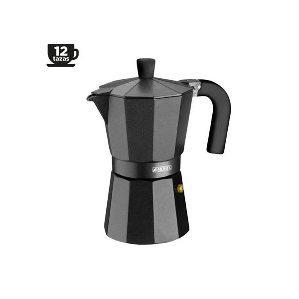 CAFETERA ALUMINIO 12 TAZAS VITRO NOIR NEGRO MONIX