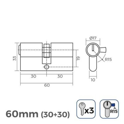 BOMBIN LATON 60MM 30+30MM LEVA LARGA