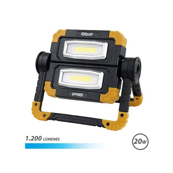 FOCO LED RECARGABLE 20W 1200LM LUZ FRIA ELBAT