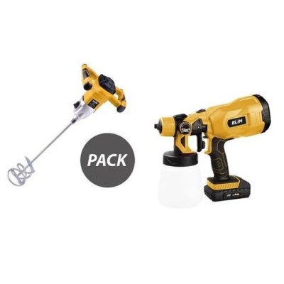 PACK MEZCLADOR ELECTRICO 1500W + PISTOLA PINTAR 20V 2AH BLIM