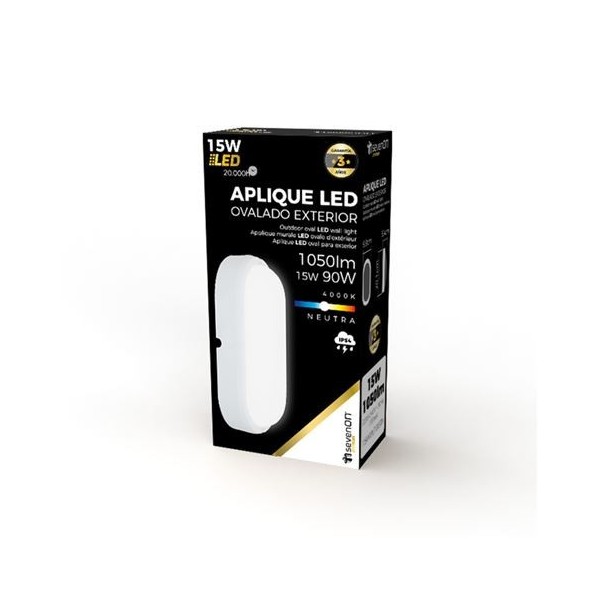 APLIQUE LED EXTERIOR OVALADO 15W 1050LM 4000K