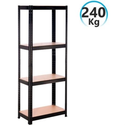 ESTANTERIA NEGRA 4 BALDAS AJUSTABLES 60KG 148X60X30CM