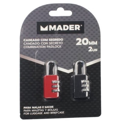 PACK 2 CANDADOS 20MM. CON COMBINACION MADER