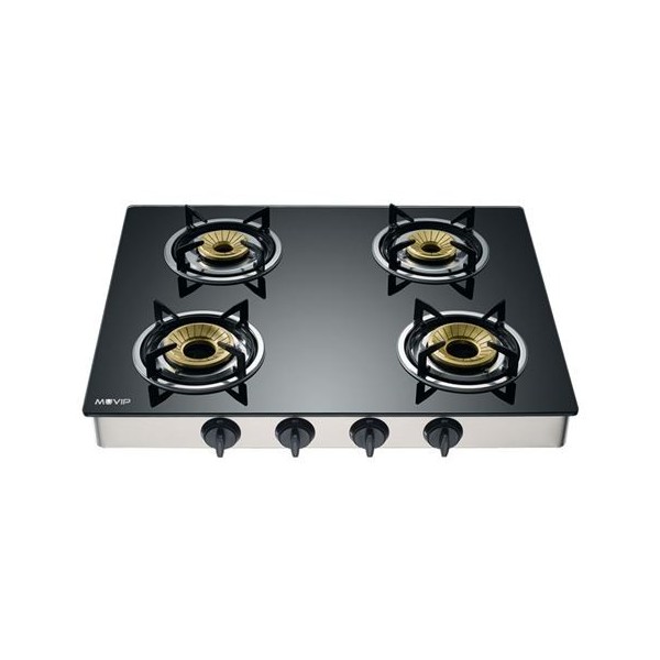 COCINA GAS INOX 4 FUEGOS CRISTAL TEMPLADO MUVIP