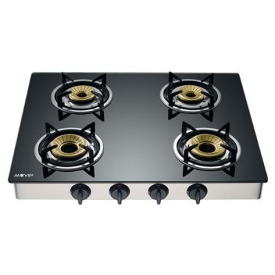 COCINA GAS INOX 4 FUEGOS CRISTAL TEMPLADO MUVIP