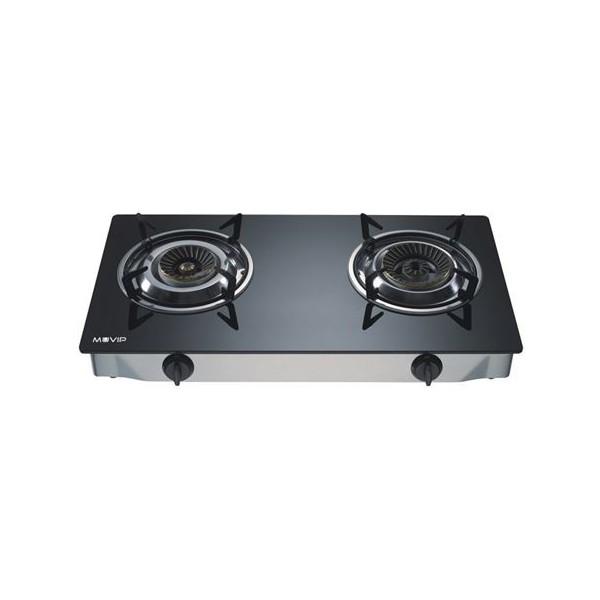 COCINA GAS INOX 2 FUEGOS CRISTAL TEMPLADO MUVIP